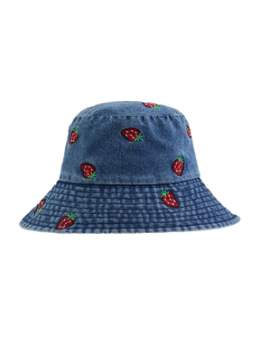 Bucket Hat jahůdky – klobouček – kšiltovka – Washed Denim