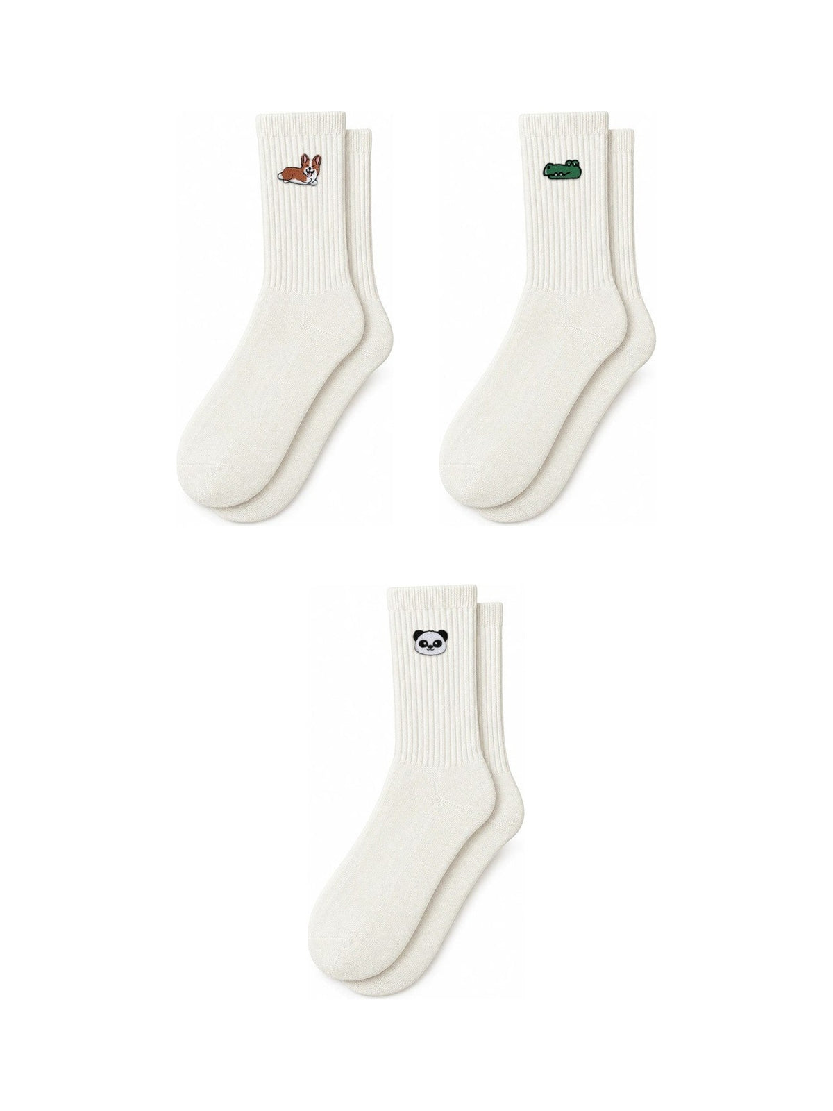 Capkov Embroidery Socks Animal Set, Krémová