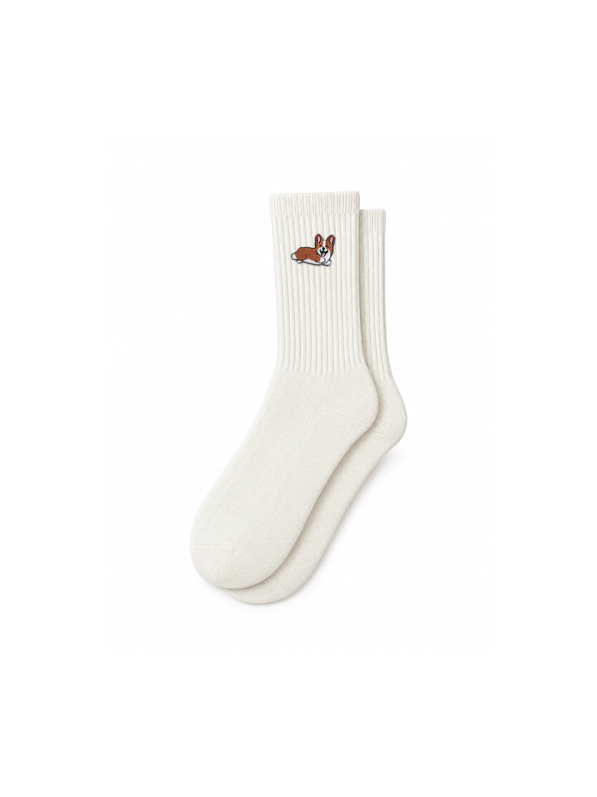 Capkov Embroidery Socks Corgi â KrĂ©movĂĄ