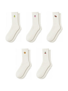 Capkov Embroidery Socks Fruit Set, Krémovå