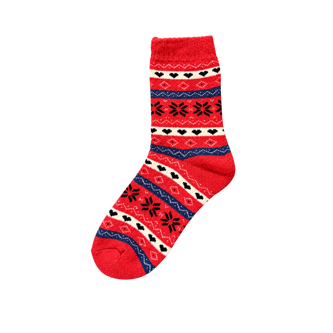 Capkov Winter Socks Hearts & Snowflakes, Červená