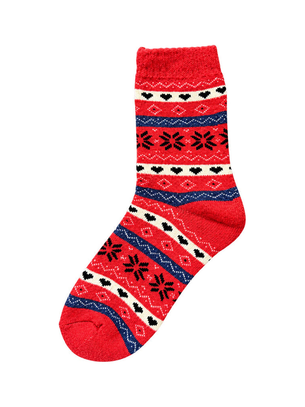 Capkov Winter Socks Hearts & Snowflakes, Červená