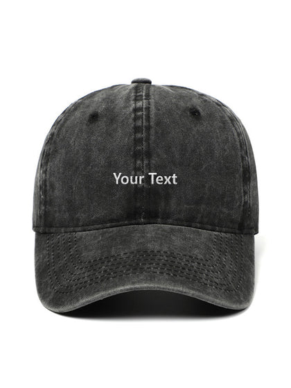 Cap with custom embroidered text