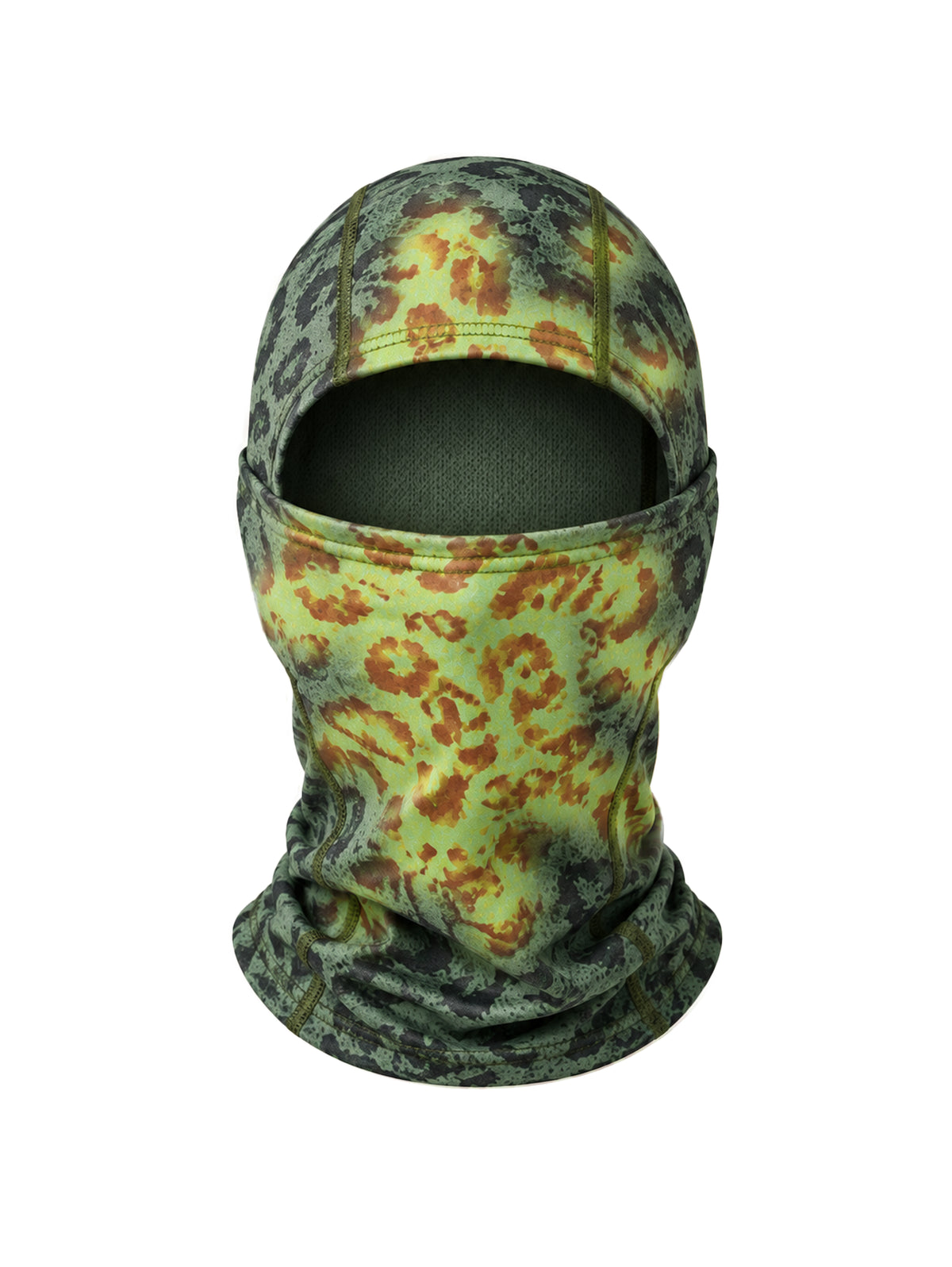 Heat-reactive lyžařská kukla bez výšivky – Zimní Gear – čepice, Zelená Leopardí – fotka 5 z 12