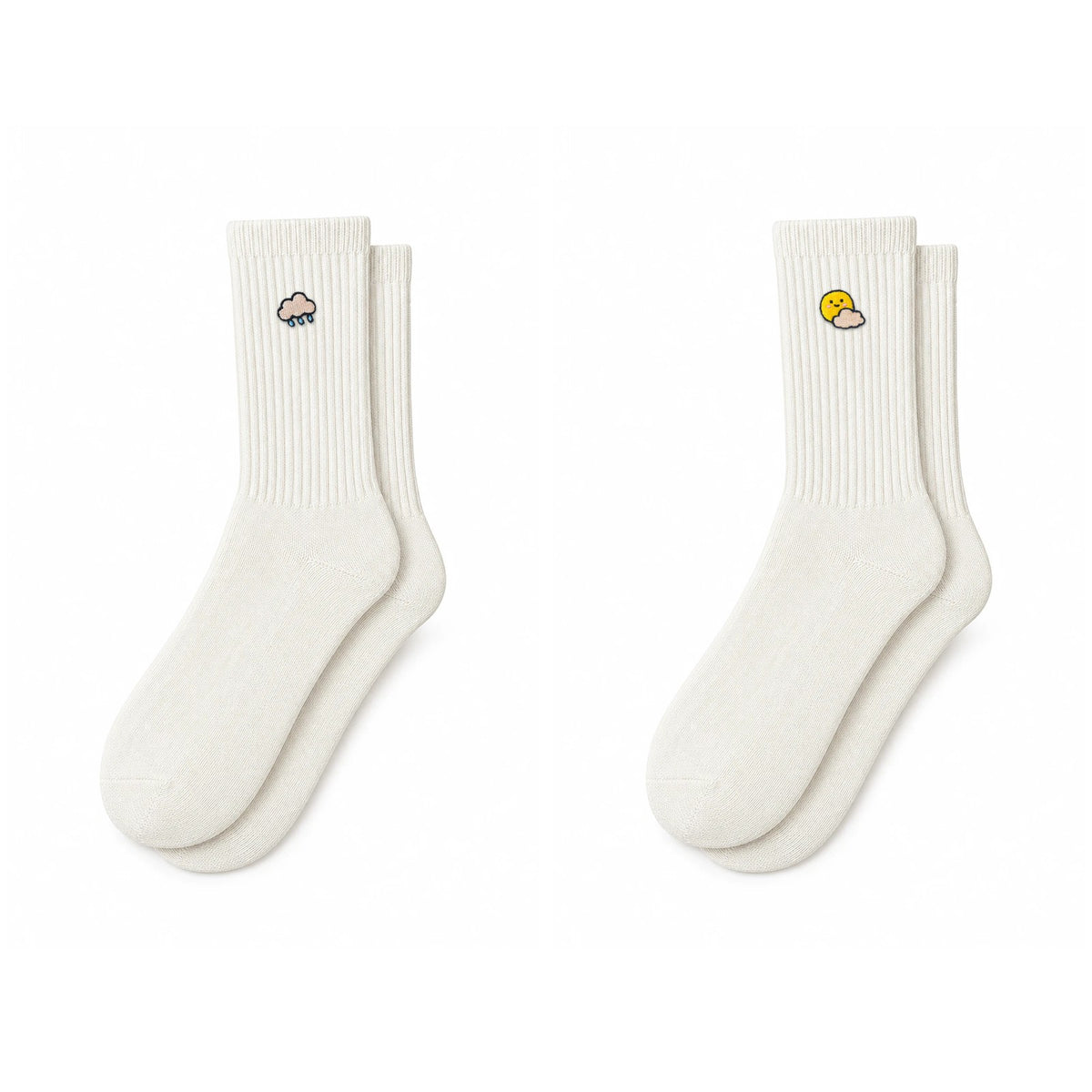 Capkov Embroidery Socks Weather Set, Krémová